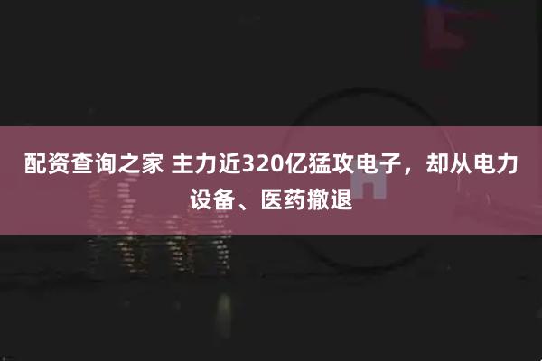 配资查询之家 主力近320亿猛攻电子，却从电力设备、医药撤退